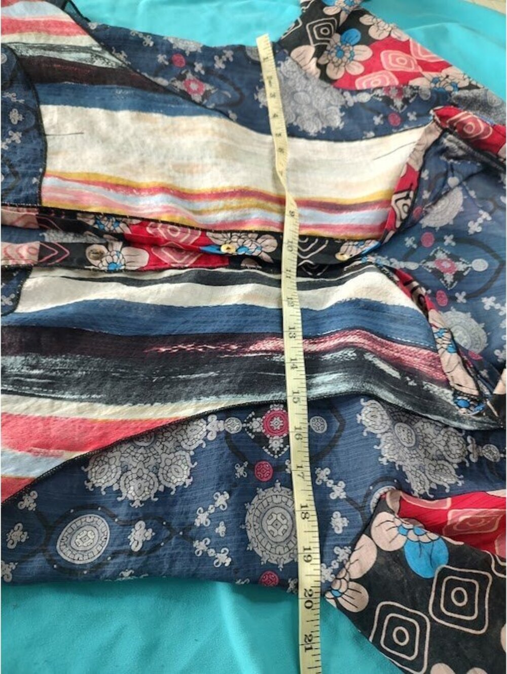 Dor Dor Couture Patchwork Floral Maxi Duster Kimono Robe Size M #mixedmedia - Picture 5 of 7